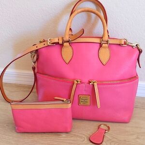 Dooney & Bourke Pebble Leather Satchel, Pink, with Shoulder/Crossbody Strap